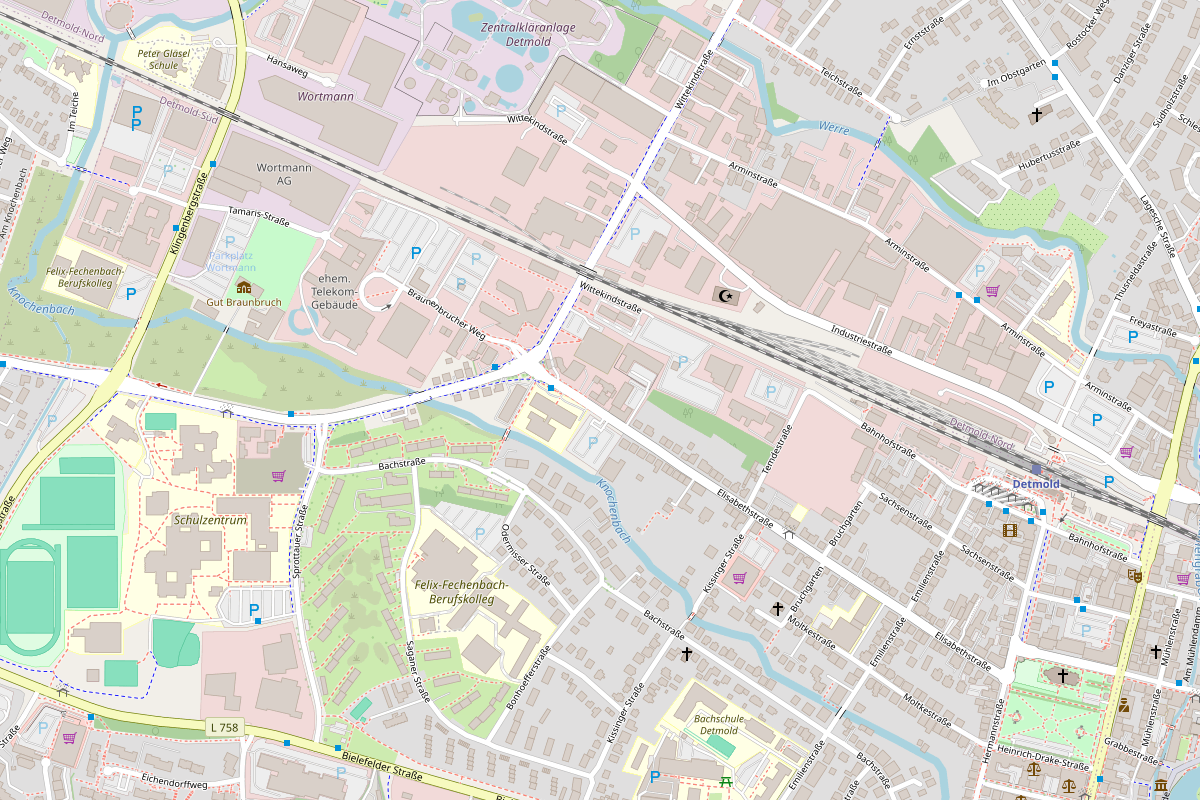 Kartenausschnitt: Skylab Fitness und Gesundheit, Elisabethstraße 87, Detmold